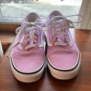 Vans Pink and White Classic Sneakers with Canvas  and suede Upper new condition